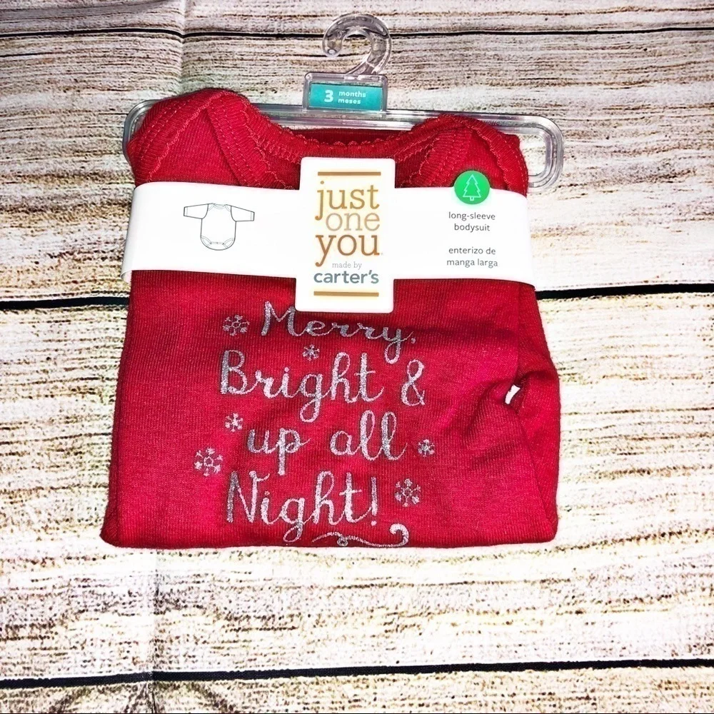 Carters Merry Bright & up all Night! Onesie Size 3M NWT
